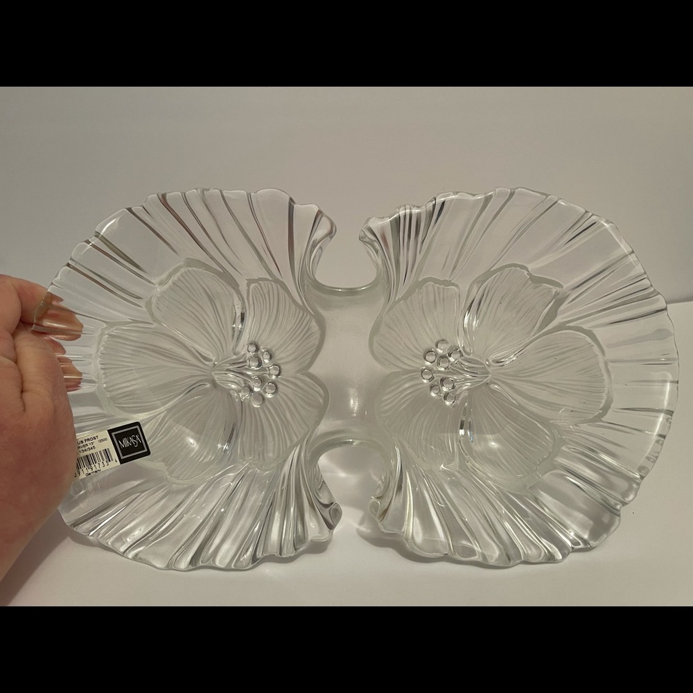 Mikasa glass 13”divider tray, frosted glass